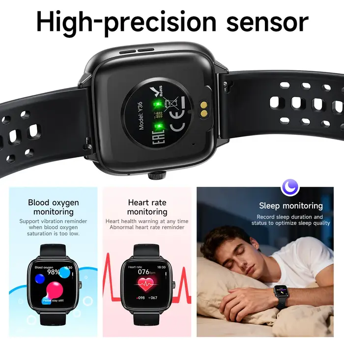 HOCO Y36 1.72 pouces TFT écran tactile Version d'appel montre intelligente fréquence cardiaque sommeil oxygène Sport surveillance Smartwatch IP67 étanche