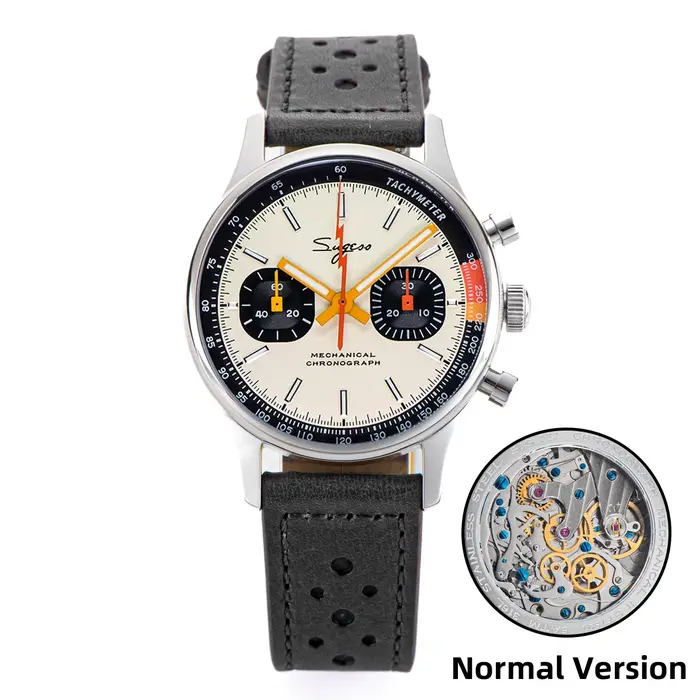 Sugess montre pilote avec mouvement mouette montre-bracelet à col de cygne chronographe mécanique saphir cristal militaire course limitée 1963