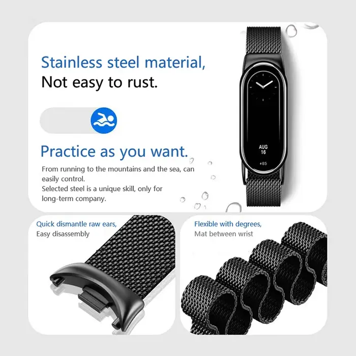 Bracelet en métal pour Xiaomi Mi Band 8 9 10