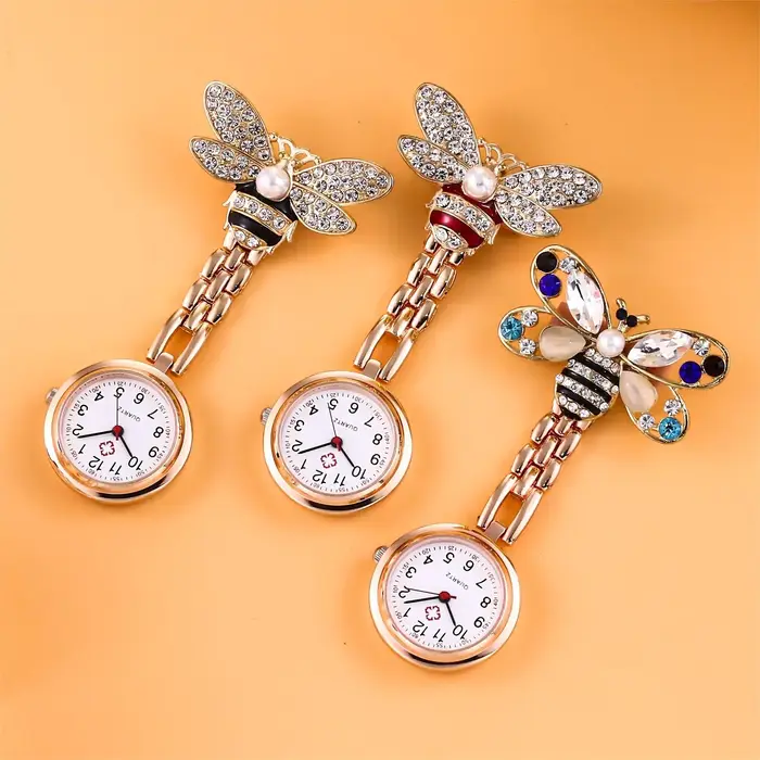 Montre suspendue petite abeille, montre de poche papillon, montre d'infirmière, montre de poitrine Portable pour hommes et femmes