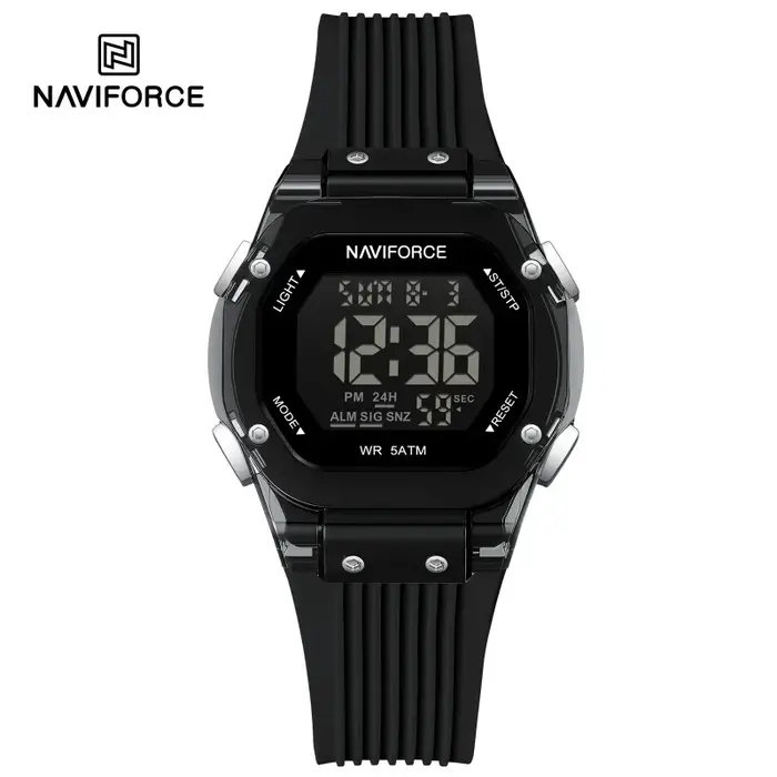 Montre sport multifonction pour femme NAVIFORCE, étanche 5ATM, chronomètre, bracelet en silicone, al
