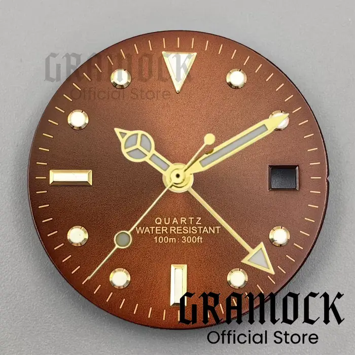 GRAMOCK hommes 29mm GMT 515 Quartz rose vert noir bleu cadran de montre avec quatre aiguilles