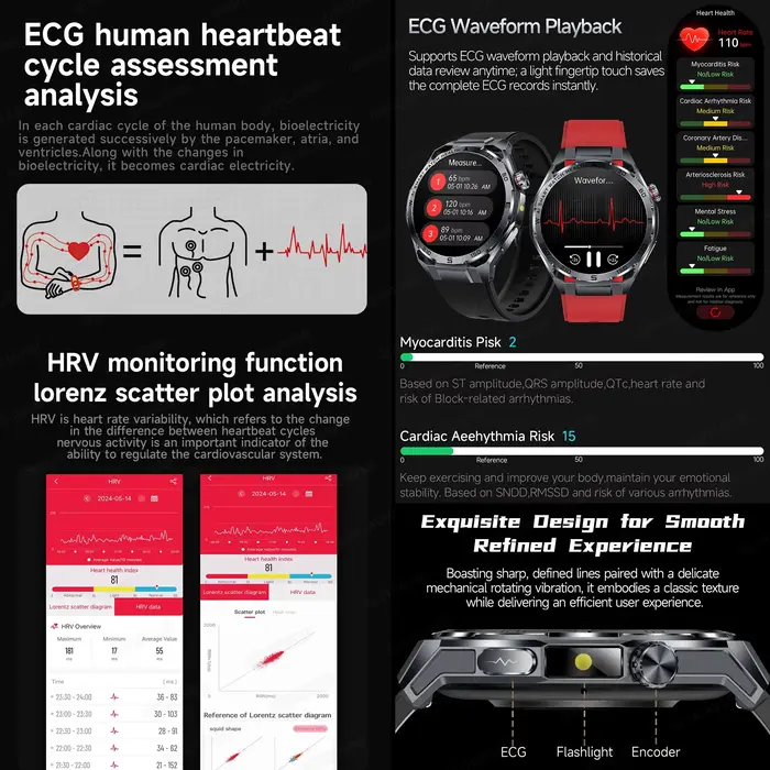 Montre connectée ECG AMOLED pour hommes