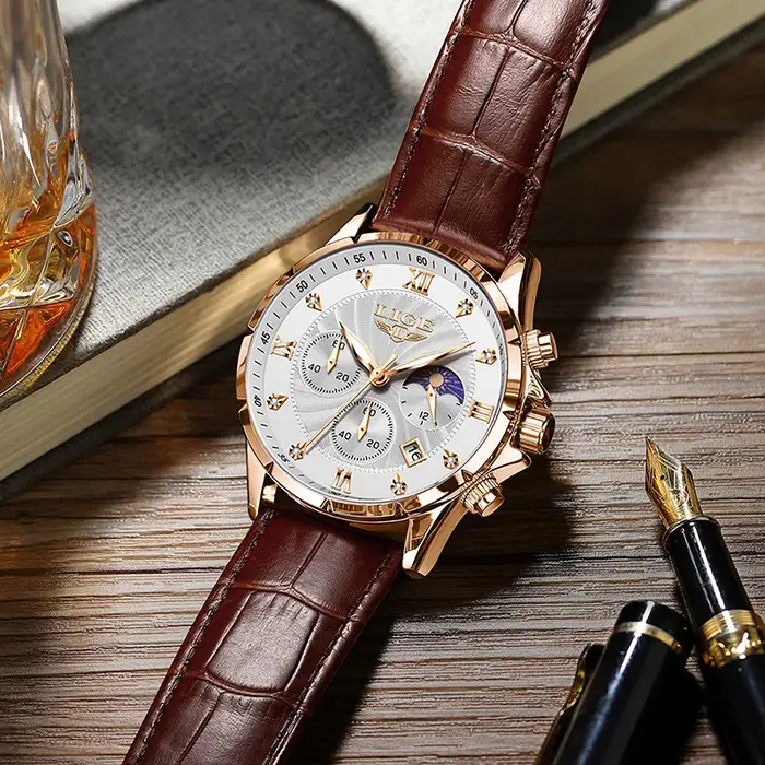 LIGE décontracté hommes montres homme d'affaires montre de luxe lumineux chronographe Date étanche montre-bracelet