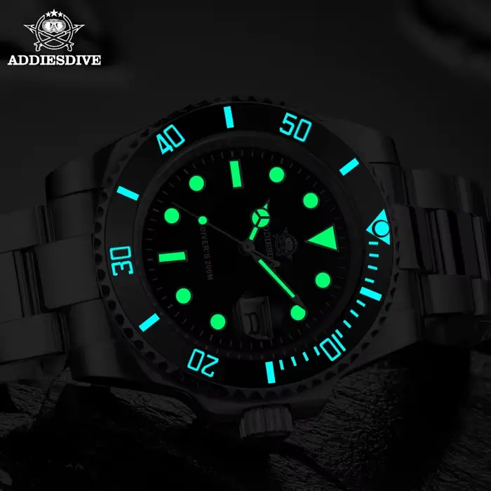 ADDIESDIVE montres à Quartz de plongée pour hommes lunette en céramique en acier inoxydable 316L montre-bracelet étanche rétro C3 montre analogique lumineuse