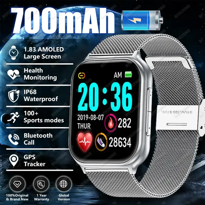 Montre connectée de sport en plein air, écran AMOLED HD de 1.83 pouces, fréquence cardiaque, suivi GPS, étanchéité IP68, appels Bluetooth, pour hommes et femmes