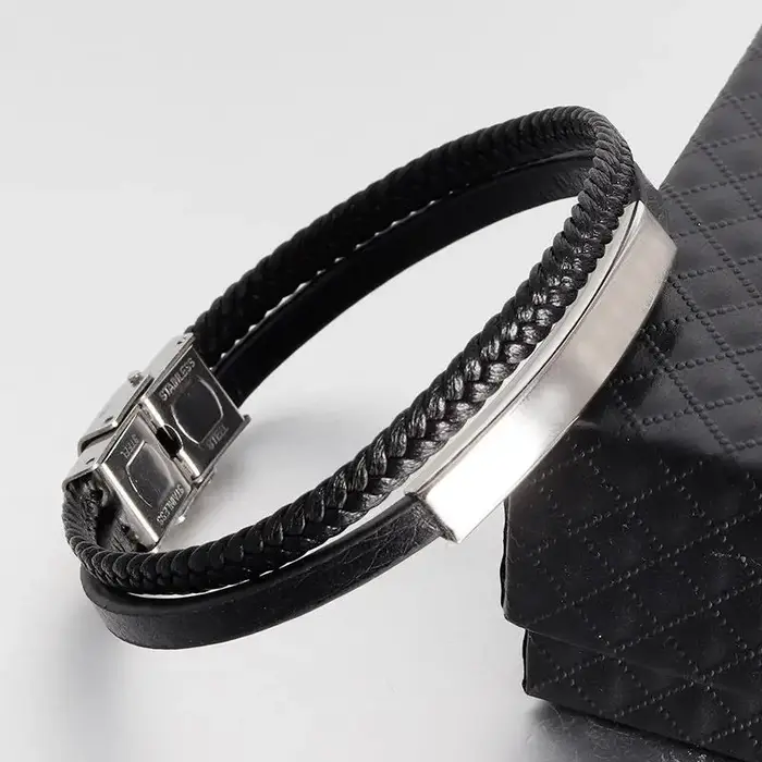 Bracelet multicouche en cuir pour hommes