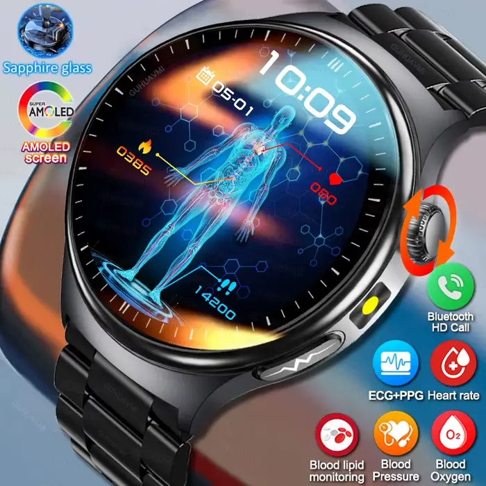 Nouvelle montre intelligente ECG précise analyse de la santé cardiaque pression d'oxygène dans le sang appel BT montres intelligentes ECG pour hommes femmes film de protection