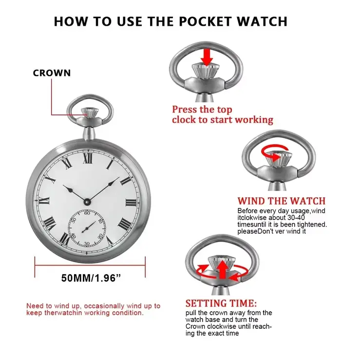 Montre de poche mécanique de luxe en acier impérial