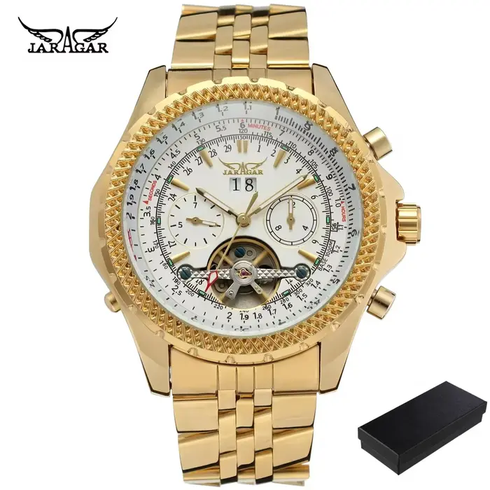 Montres pour hommes JARAGAR Sports, montre mécanique automatique de luxe de marque haut de gamme pour hommes, bracelet en acier inoxydable argenté, montre-bracelet militaire