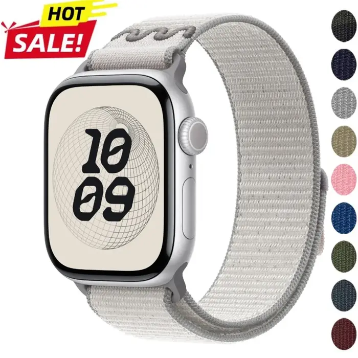 Bracelet en nylon pour Apple Watch, compatible avec les tailles 49/45mm, 44mm, 41mm, 40mm, 46mm, bracelet boucle pour iWatch Series 11, 10, 9, 8, 7, 6, 5, SE, Ultra 1-3