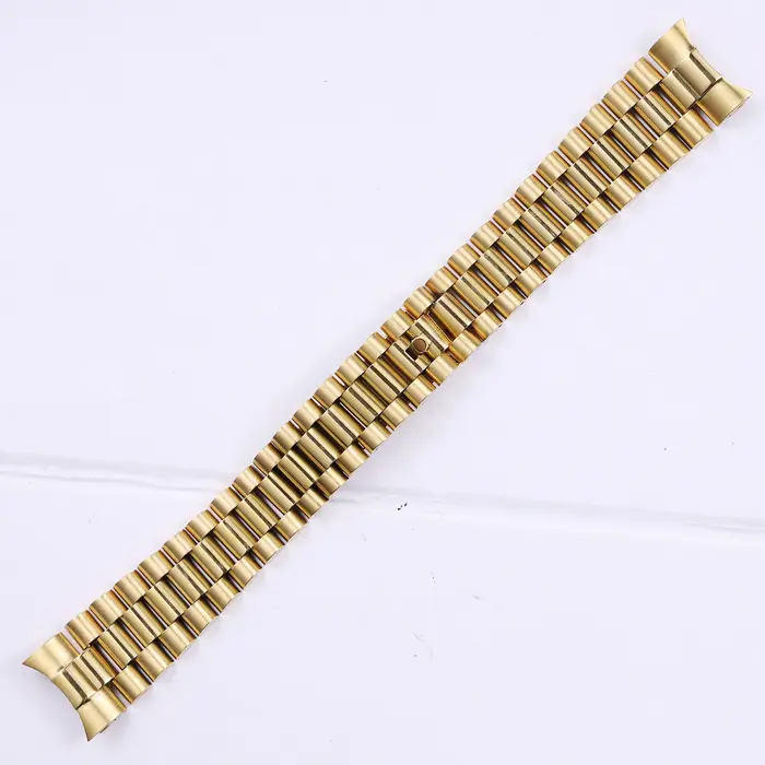 Bracelet de montre en acier inoxydable massif argenté et doré de 13