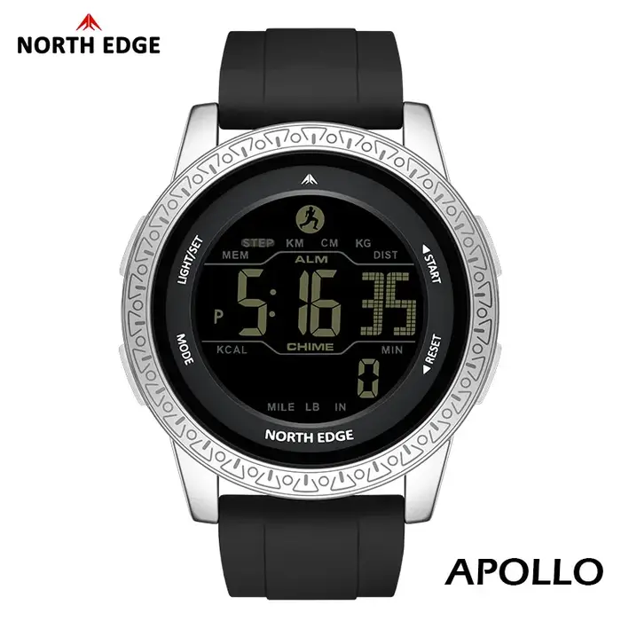 NORTH EDGE luxe hommes femmes podomètre montre-bracelet numérique étanche 50m sport double temps réveil montres de couple APOLLO