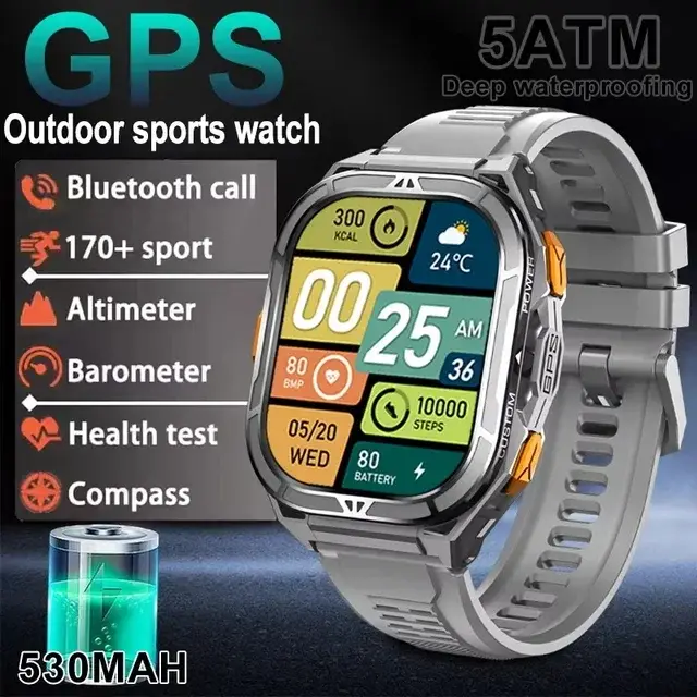 Nouvelle Montre Connectée GPS 2026 Étanche 5ATM avec Carte Hors Ligne Intégrée et Boussole, Montre d