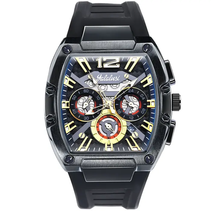 Yalalusi Montre de sport décontractée pour hommes avec grand cadran et mouvement à quartz résistant à l'eau Reloj Hombre