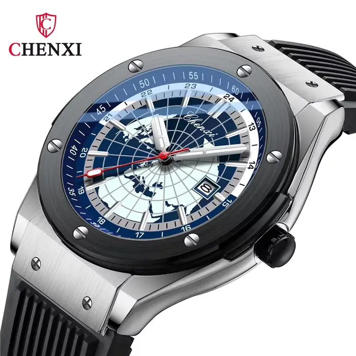 CHENXI 82442 montre à Quartz pour hommes décontracté Unique Sport montres marque carte du monde militaire étanche mâle