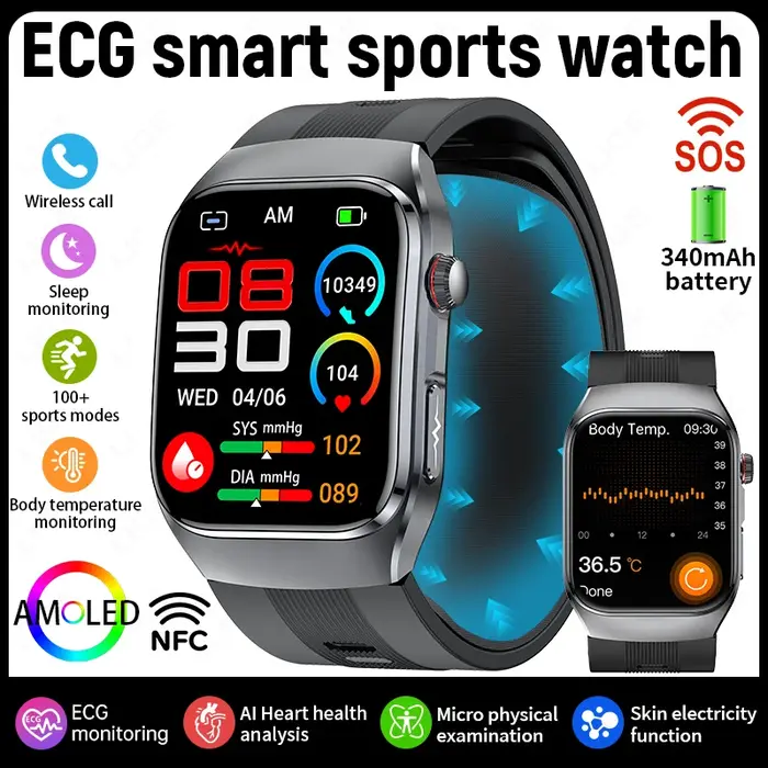 Montre connectée LIGE New Health Sport AI avec diagnostic ECG