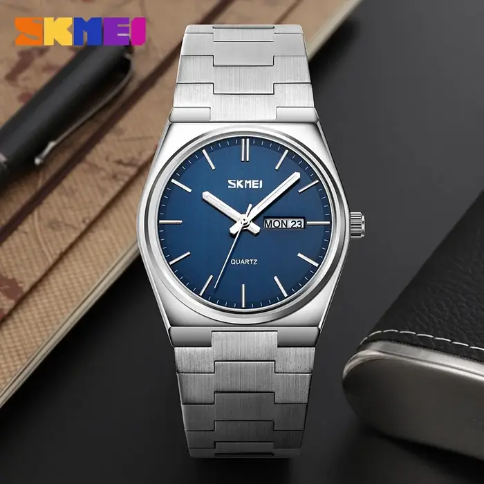 SKMEI 9288 montre à Quartz pour hommes antichoc en acier inoxydable semaine Date Sport étanche montres