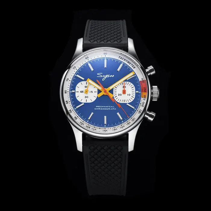 Sugess montre pilote ST19 mouvement d'origine montre-bracelet à col de cygne chronographe mécanique saphir cristal milit