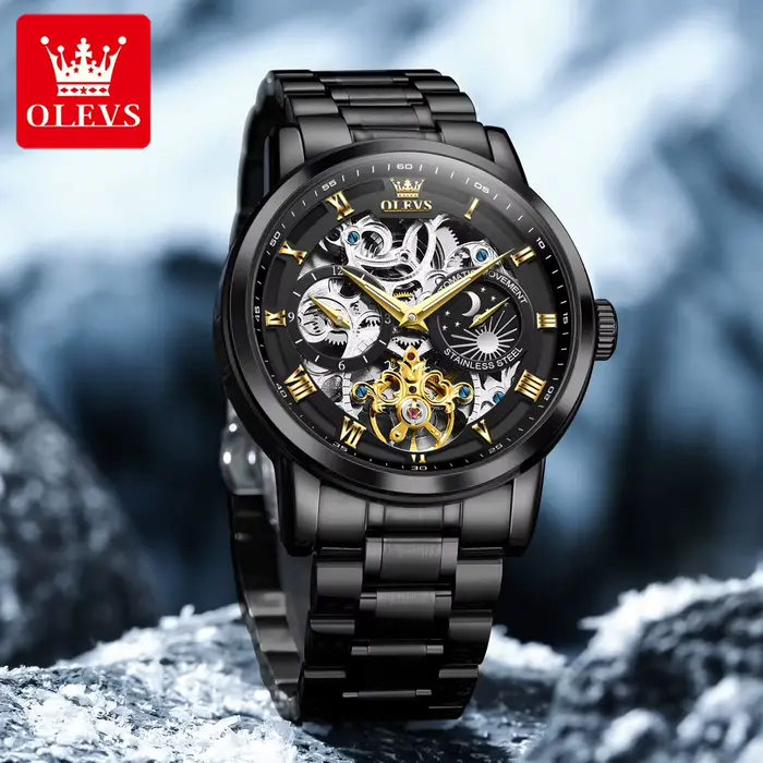 OLEVS 6670 montre pour hommes marque de luxe squelette