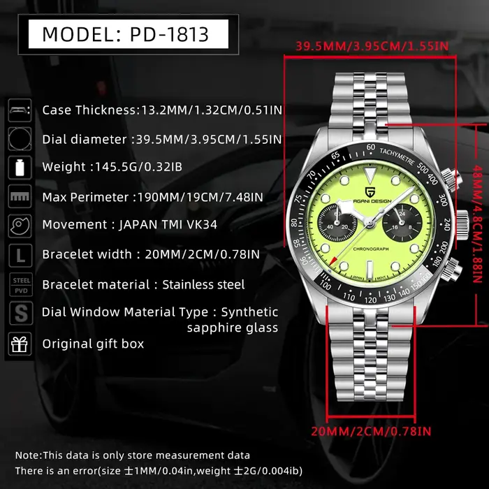 Nouvelle Montre Homme PAGANI DESIGN Panda 2026, Montre à Quartz Vert Fluorescent, Chronographe Sportif pour Homme, Saphir AR, Étanche