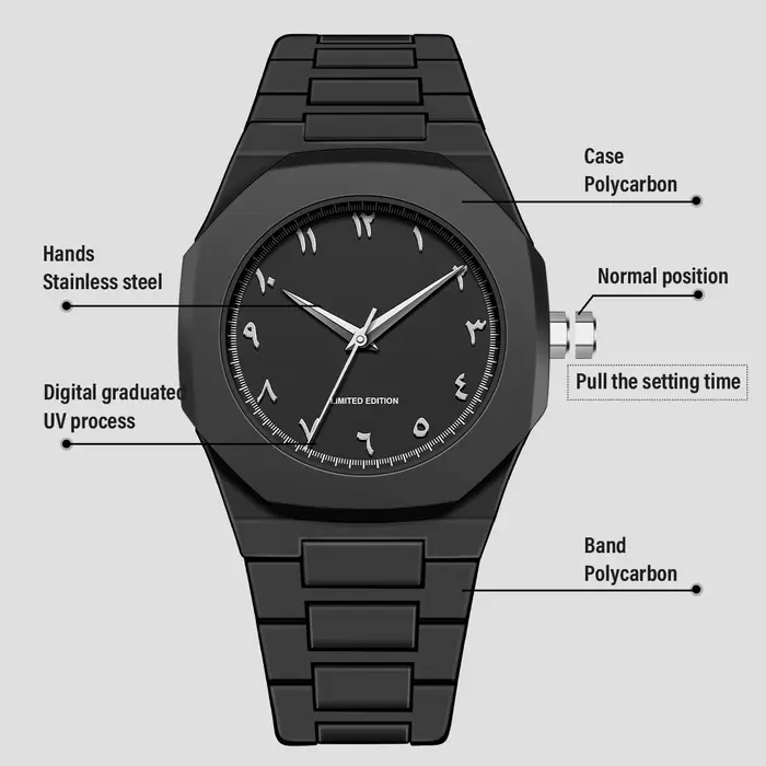 Montre à chiffres arabes argentés