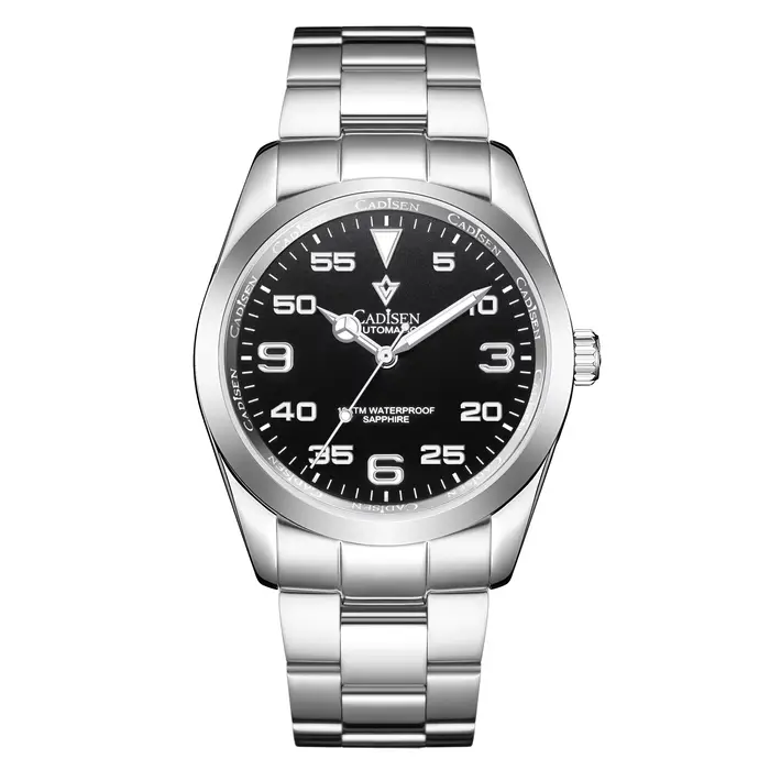 CADISEN Montre pour Hommes Top Marque De Luxe Cadran Noir Montres Automatiques Lumineux Étanche Mécanique