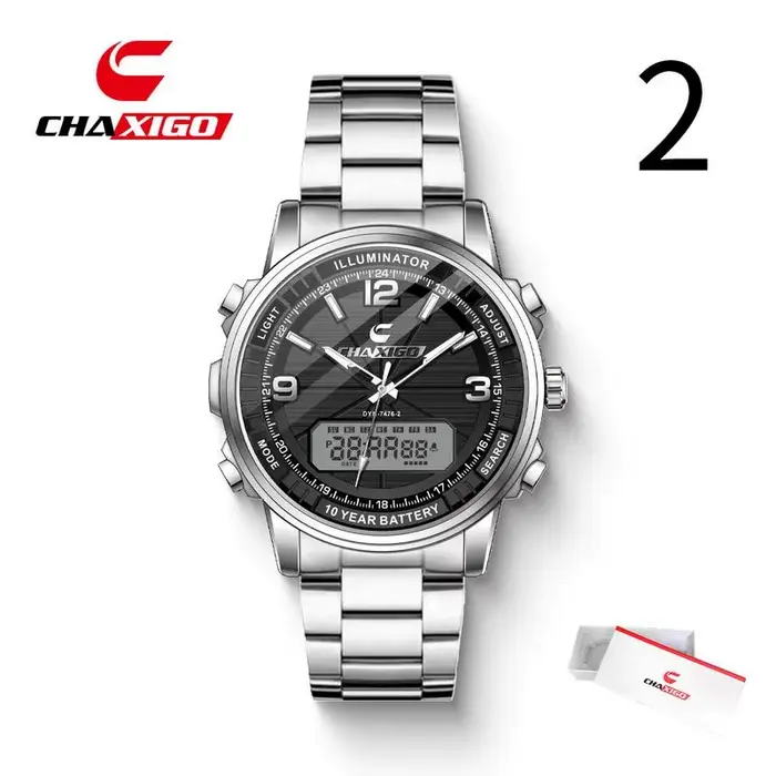 CHAXIGO montre-bracelet multifonctionnelle pour hommes d'affaires de mode, double affichage analogiq