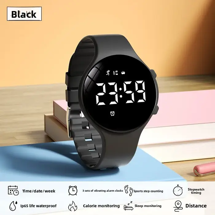 Montre électronique tendance pour hommes, femmes et étudiants, alarme silencieuse par vibration, éta
