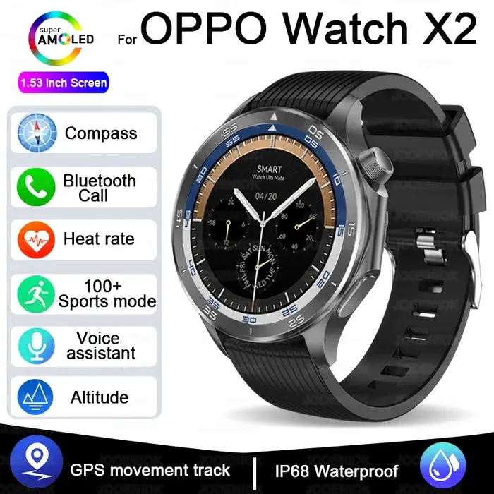 OPPO X2 montre intelligente hommes GPS sport IP68 boussole étanche surveillance de la santé Multiple