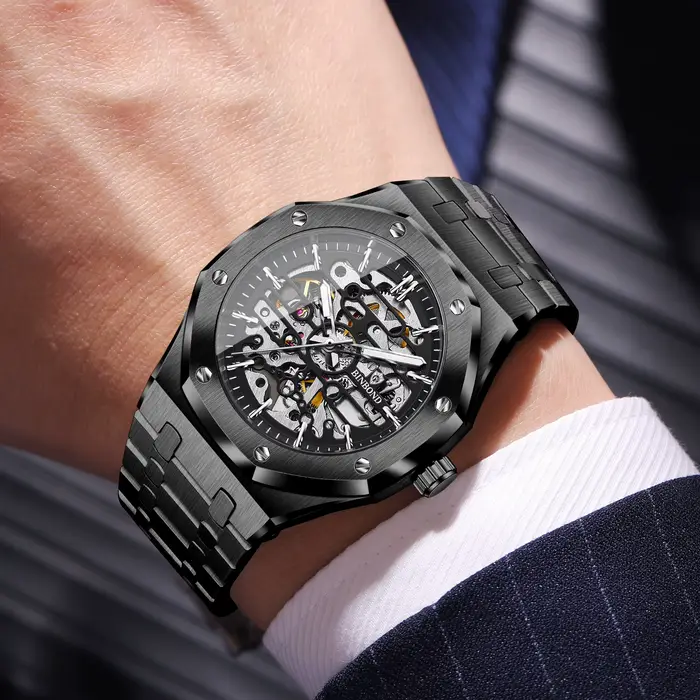 Montres mécaniques squelette tourbillon originales BINBOND pour hommes