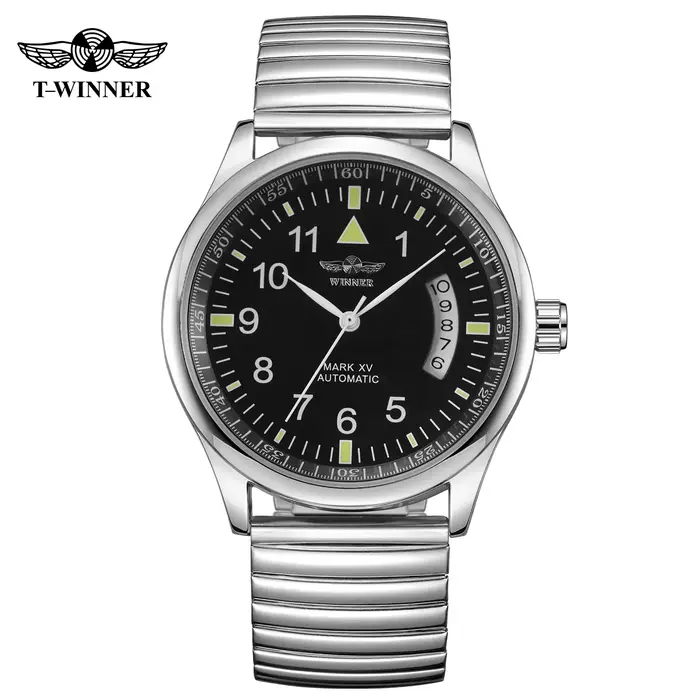 Marques de luxe gagnant champ pilote montre pour homme en acier inoxydable mouvement automatique horloge haute qualité plongeur mâle montre-bracelet copie