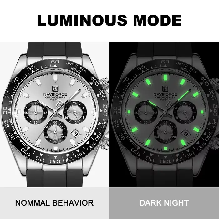 NAVIFORCE montres à la mode pour hommes bracelet en Silicone Sport décontracté chronographe lumineux montre-bracelet Relogio Masculino mâle cadeau 2025
