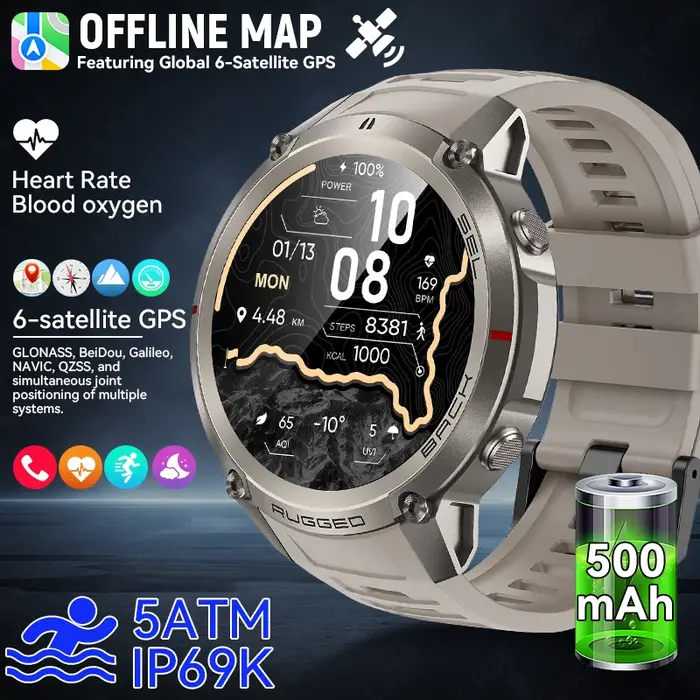 Nouvelle Montre Connectée GPS d'Extérieur 2026 avec Cartes Hors Ligne