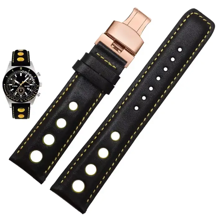 Pour Tissot Sports Racing série PRS516 T91 1853 bracelet en cuir véritable couche supérieure en peau