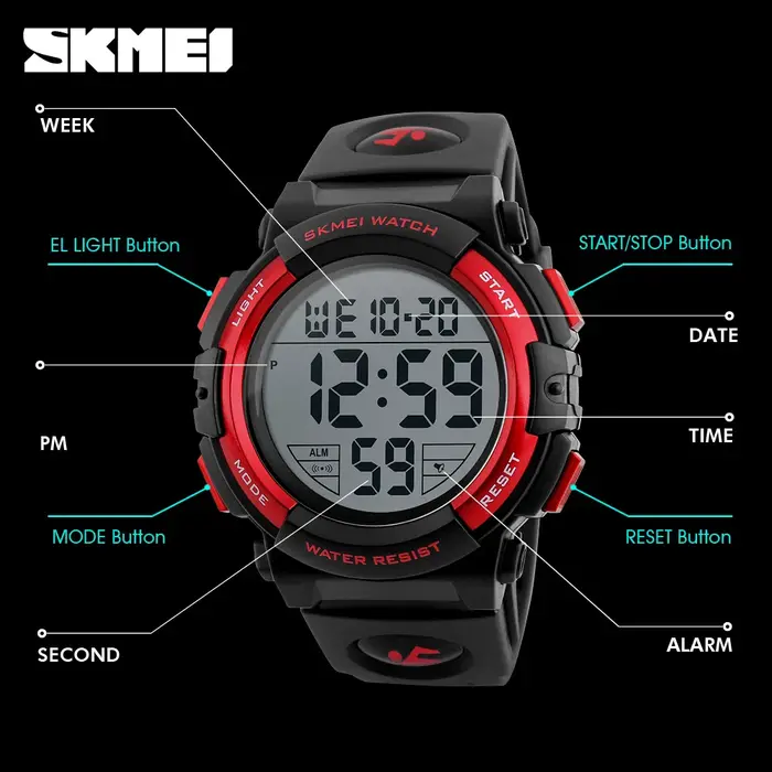 Montre numérique étanche pour homme