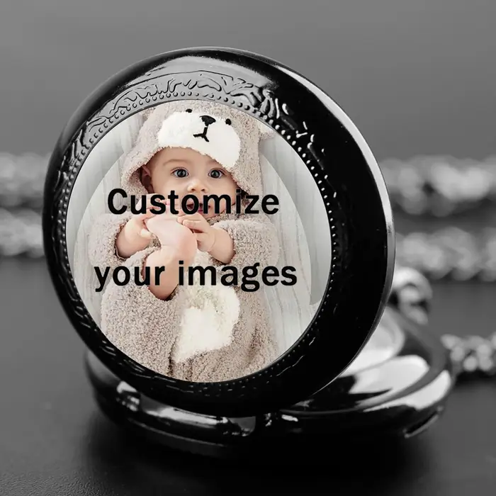 Montre de poche personnalisée vintage avec photo