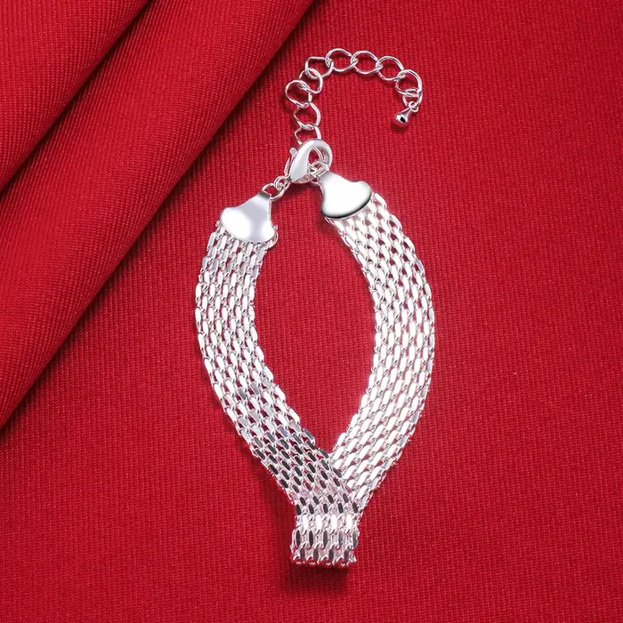 Bracelet en maille d'argent Sterling 925 pour hommes et femmes