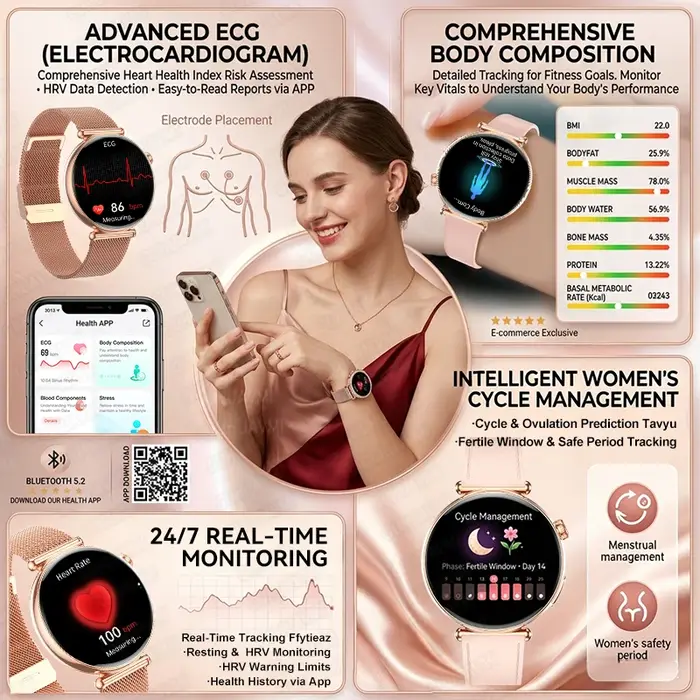 Montre connectée de santé pour femmes avec ECG