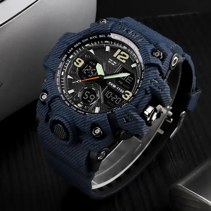 SKMEI 1155B 5Bar étanche double affichage montres Relogio Masculino montre Sport hommes militaire