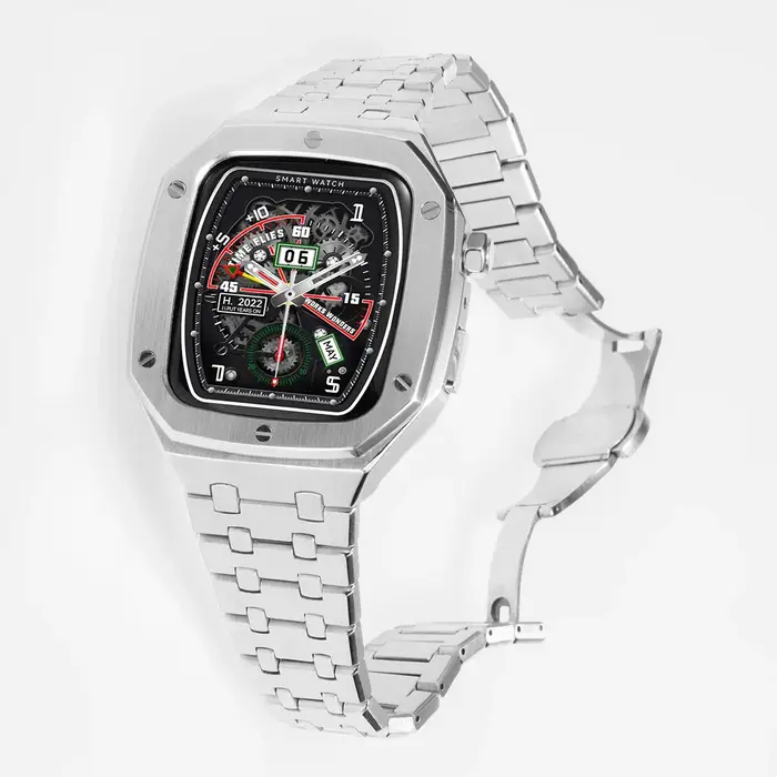 Kit de modification de luxe pour Apple Watch, boîtier de lunette, bande, 44mm, 45mm, cadre en métal