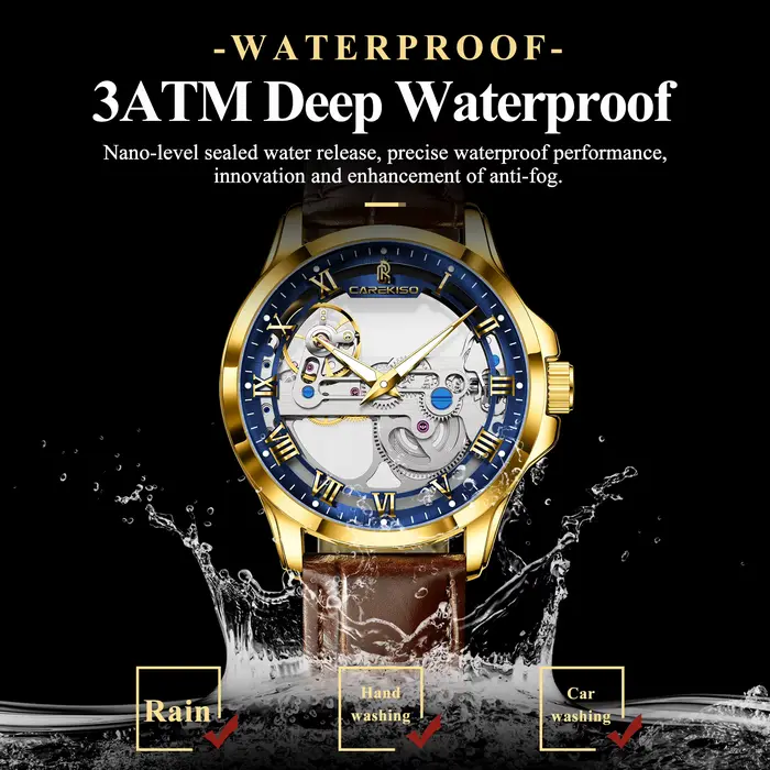 Montre Homme Automatique CAREKISO de Luxe en Cuir