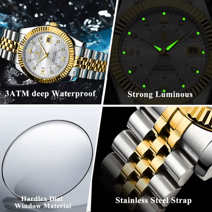 POEDAGAR classique luxe hommes montres à Quartz en acier inoxydable Date homme montre étanche lumine