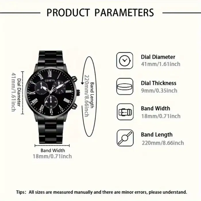 Ensemble de montres à quartz de luxe pour hommes, 2 pièces, vêtements d'affaires et décontractés, ca
