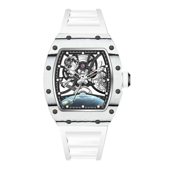 Montre automatique pour hommes de haute qualité avec bracelet en silicone de sport élégant montres mécaniques étanches 5 ATM pour les styles de vie actifs