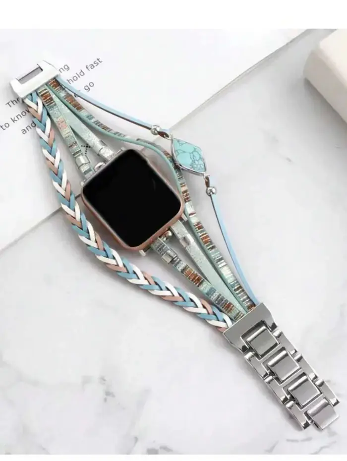 Bracelet à maillons tressés élégant pour Apple Watch Series S11 10/8/7/6/3/4/5/9 40mm 41mm 38mm 42mm 44mm 45mm 46mm