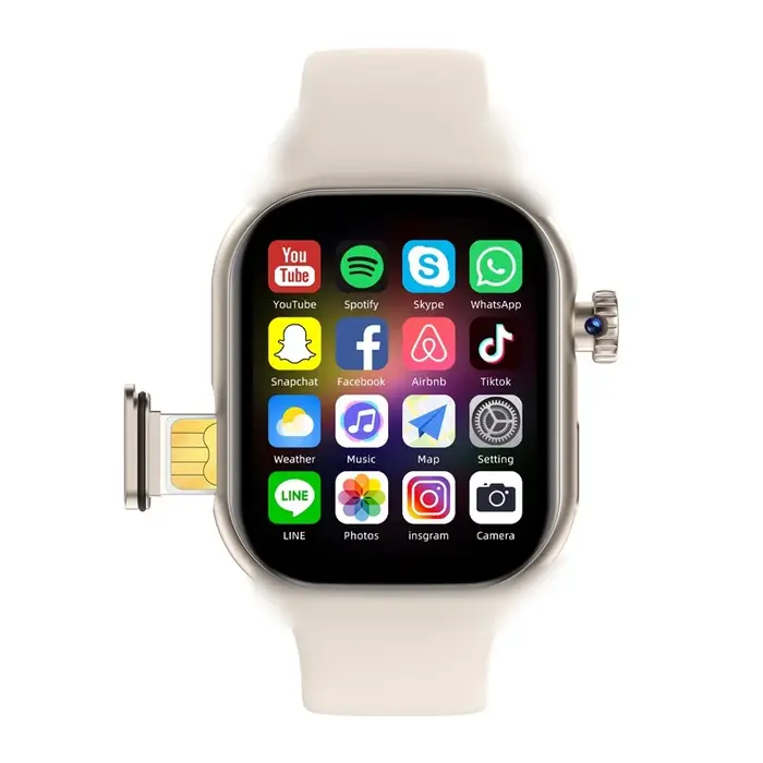 Nouvelle montre intelligente 4G carte SIM 2.06 ''écran AMOLED GPS WIFI 190 ° Caméra rotative appel v