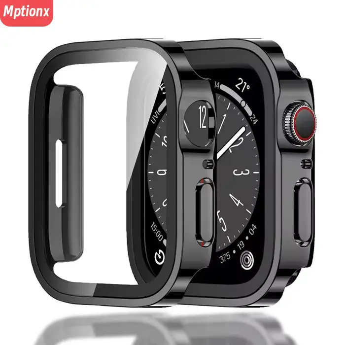Verre + PC couverture pour Apple Watch boîtier série 11 10 42mm 46mm 45mm 41mm 44mm 40mm protecteur d'écran iWatch SE 6 7 8 9 étanche