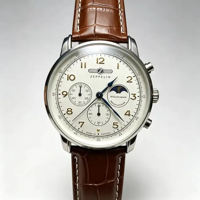 Montre Zeppelin New Moon Phase Airship pour homme, montre à quartz décontractée, bracelet rétro, montre de business, chronographe de précision