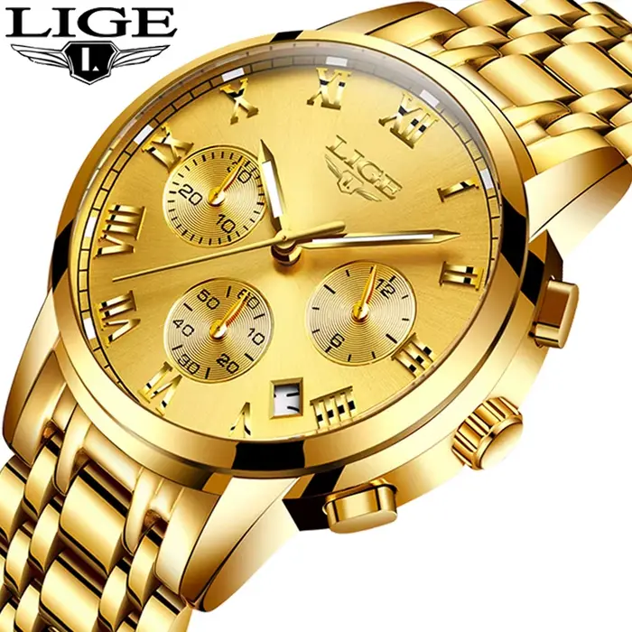 LIGE – montre de luxe en acier inoxydable pour homme